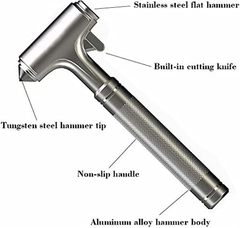 Car Window Breaker, Glass Breaker and Seatbelt Cutter, Emergency Car Glass Safety Hammer, Window Punch Seatbelt Cutter for Family Rescue & Auto Escape Tools(Black) in Saudi Arabia