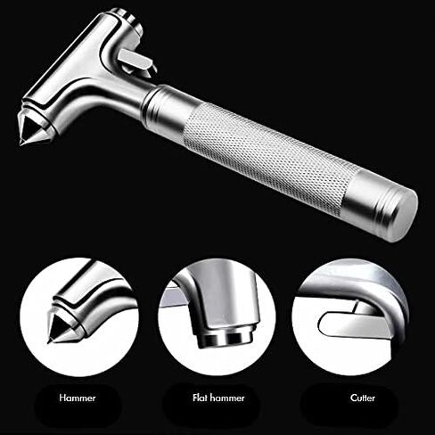 Car Window Breaker, Glass Breaker and Seatbelt Cutter, Emergency Car Glass Safety Hammer, Window Punch Seatbelt Cutter for Family Rescue & Auto Escape Tools(Black) in Saudi Arabia