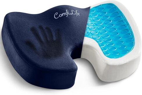 ComfiLife Premium Gel + Memory Foam Seat Cushion – Doctor Recommended Office Chair Cushion, Car Seat Cushion – Chair Cushions for Back & Sciatica Pain Relief – Seat Cushions for Office & Desk (Black) in Saudi Arabia