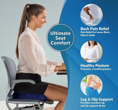 ComfiLife Premium Gel + Memory Foam Seat Cushion – Doctor Recommended Office Chair Cushion, Car Seat Cushion – Chair Cushions for Back & Sciatica Pain Relief – Seat Cushions for Office & Desk (Black) in Saudi Arabia