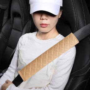Extra Long Seatbelt Covers for Adults Kids Women & Men, Soft Car Seat Belt Strap Cushion for Sedan, SUV, Trucks, Shoulder Neck Chest Protector Pads, Auto Accessories, 2pcs, Beige, 10.5in