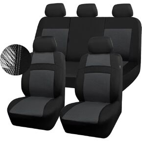 CAR PASS Seat Cover Full Sets, 3D Air Mesh Car Seat Cover with 5mm Composite Sponge Inside,Airbag Compatible Universal Fit for SUV,Vans,sedans, Trucks, Automotive Interior Covers (Pure Beige)