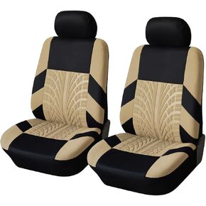 2PCS Car Seat Covers for Front Seats, Breathable Waterproof Polyester Split Automotive Cushion Cover, Vehicle Seat Protectors Driver Interior Accessories Universal for Most Cars, SUV (Beige/Front)