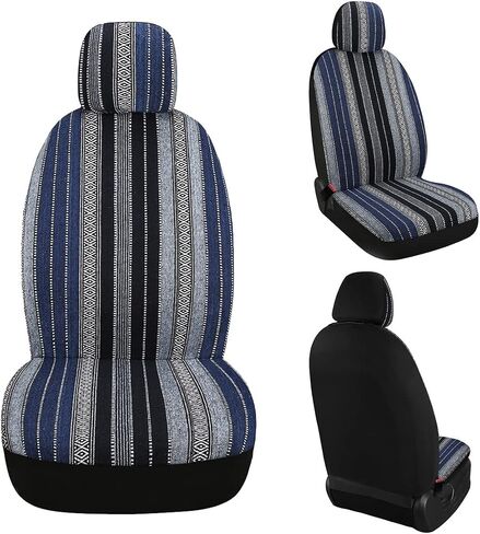 PONYJOYUP Baja Saddle Blanket Car Seat Covers 4PCS Front, Breathable and Washable Striped Woven Automotive Vehicle Seat Cover, Universal Seat Cover for Sedan, SUV, Truck, Airbag Compatible in Saudi Arabia