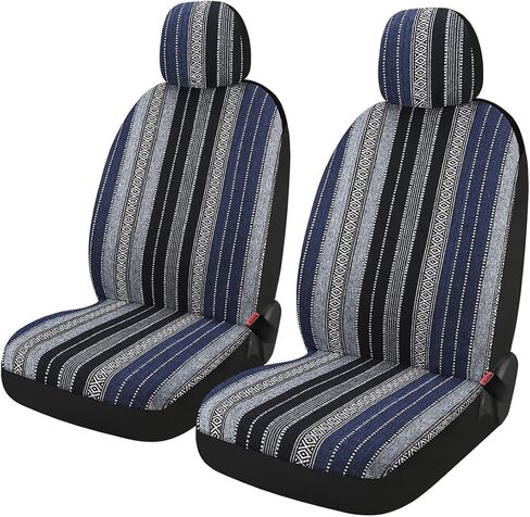PONYJOYUP Baja Saddle Blanket Car Seat Covers 4PCS Front, Breathable and Washable Striped Woven Automotive Vehicle Seat Cover, Universal Seat Cover for Sedan, SUV, Truck, Airbag Compatible in Saudi Arabia