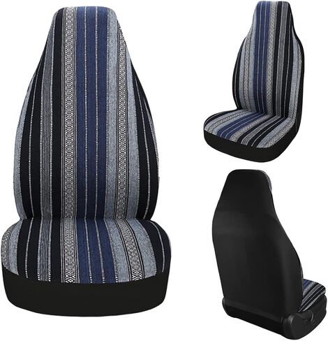 PONYJOYUP Baja Saddle Blanket Car Seat Covers 4PCS Front, Breathable and Washable Striped Woven Automotive Vehicle Seat Cover, Universal Seat Cover for Sedan, SUV, Truck, Airbag Compatible in Saudi Arabia