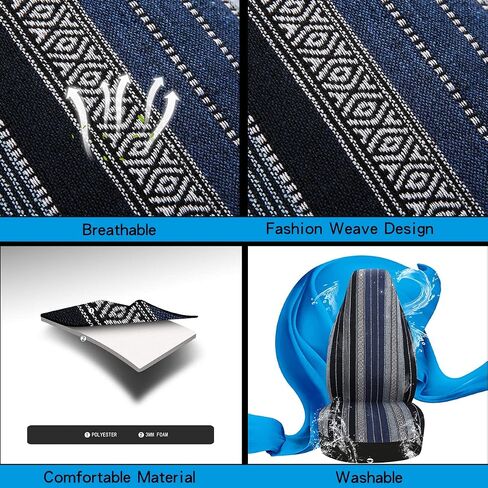 PONYJOYUP Baja Saddle Blanket Car Seat Covers 4PCS Front, Breathable and Washable Striped Woven Automotive Vehicle Seat Cover, Universal Seat Cover for Sedan, SUV, Truck, Airbag Compatible in Saudi Arabia