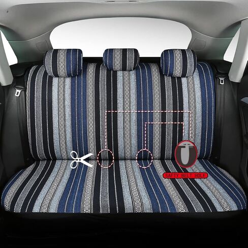 PONYJOYUP Baja Saddle Blanket Car Seat Covers 4PCS Front, Breathable and Washable Striped Woven Automotive Vehicle Seat Cover, Universal Seat Cover for Sedan, SUV, Truck, Airbag Compatible in Saudi Arabia