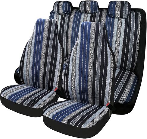 PONYJOYUP Baja Saddle Blanket Car Seat Covers 4PCS Front, Breathable and Washable Striped Woven Automotive Vehicle Seat Cover, Universal Seat Cover for Sedan, SUV, Truck, Airbag Compatible in Saudi Arabia