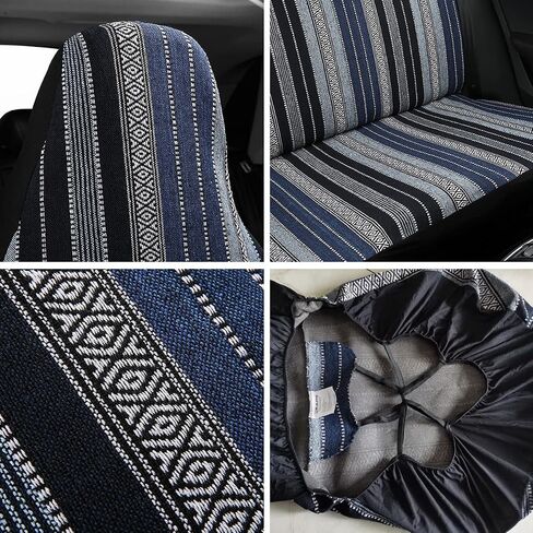 PONYJOYUP Baja Saddle Blanket Car Seat Covers 4PCS Front, Breathable and Washable Striped Woven Automotive Vehicle Seat Cover, Universal Seat Cover for Sedan, SUV, Truck, Airbag Compatible in Saudi Arabia