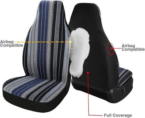 PONYJOYUP Baja Saddle Blanket Car Seat Covers 4PCS Front, Breathable and Washable Striped Woven Automotive Vehicle Seat Cover, Universal Seat Cover for Sedan, SUV, Truck, Airbag Compatible in Saudi Arabia