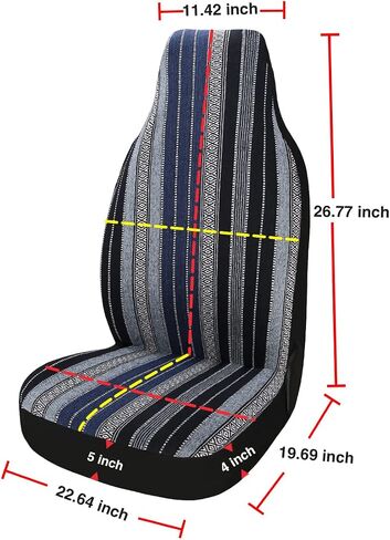 PONYJOYUP Baja Saddle Blanket Car Seat Covers 4PCS Front, Breathable and Washable Striped Woven Automotive Vehicle Seat Cover, Universal Seat Cover for Sedan, SUV, Truck, Airbag Compatible in Saudi Arabia