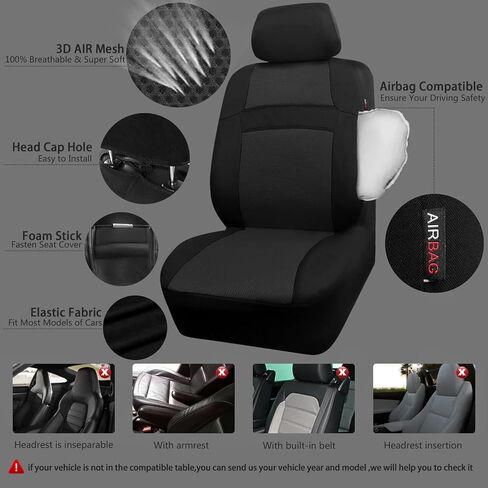 CAR PASS Seat Cover Full Sets, 3D Air Mesh Car Seat Cover with 5mm Composite Sponge Inside,Airbag Compatible Universal Fit for SUV,Vans,sedans, Trucks, Automotive Interior Covers (Pure Beige) in Saudi Arabia