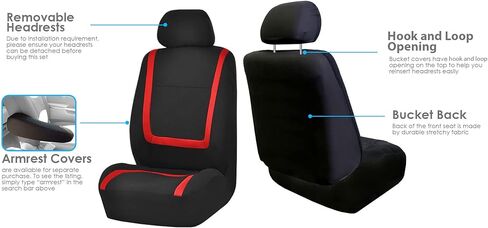 FH Group Car Seat Covers Full Set Pink Cloth - Universal Fit Automotive, Low Back Front, Solid Back, Washable Seat Cover for SUV, Sedan and Van in Kuwait