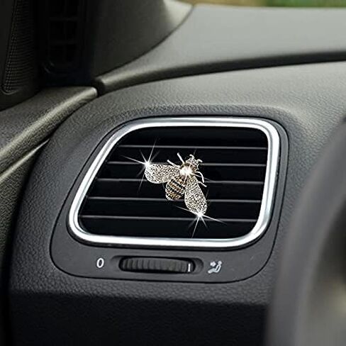 Bling Bee Air Vent Clips, 4 Pcs Crystal Bee Car Air Fresheners Car Diffuser Vent Clip Rhinestone Car Decoration for Women Interior Decor Bling Car Accessories + Sunflower Mask Hook in Saudi Arabia