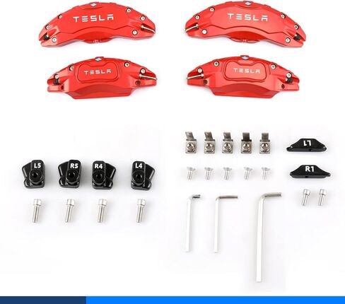 مجموعة اغطية فرامل امامية وخلفية لمحور العجلة الامامية والخلفية متوافقة مع سيارة تسلا موديل Y موديل Y 2020-2023 (لا تناسب تسلا موديل 3) من 4 قطع in Kuwait