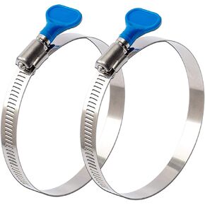 ISPINNER 2pcs 2.5 Inch Key-Type 304 Stainless Steel Worm Gear Hose Clamps, Adjustable Size Range 40-64mm Clamps for Dryer Vent, Dust Collector and Automotive in Kuwait