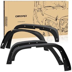 مشاعل الحاجز الأمامي والخلفي المسطحة من OEDRO متوافقة مع 2007-2018 Jeep Wrangler JK & JKU Unlimited، مجموعة بطانة فولاذية للطرق الوعرة مكونة من 4 قطع in Kuwait