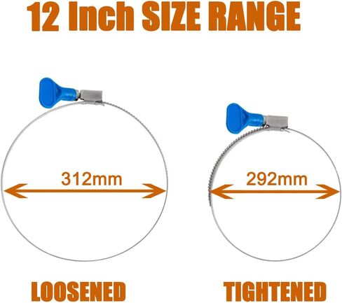 ISPINNER 2pcs 2.5 Inch Key-Type 304 Stainless Steel Worm Gear Hose Clamps, Adjustable Size Range 40-64mm Clamps for Dryer Vent, Dust Collector and Automotive in Kuwait