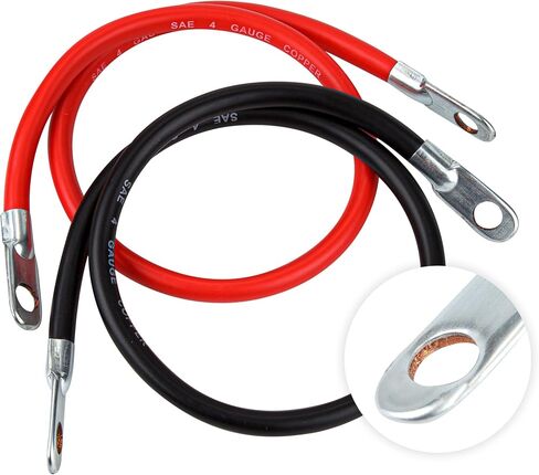 مجموعة كابلات عاكس البطارية 4AWG مقاس 18 بوصة من كارتمان، 4 قياس × 18 بوصة (1 إيجابي و1 سلبي) للسيارة والشاحنات والمركبات الترفيهية والطاقة الشمسية in Kuwait