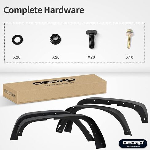 مشاعل الحاجز الأمامي والخلفي المسطحة من OEDRO متوافقة مع 2007-2018 Jeep Wrangler JK & JKU Unlimited، مجموعة بطانة فولاذية للطرق الوعرة مكونة من 4 قطع in Kuwait