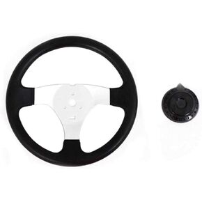 عجلة قيادة من YIHOME Go-Kart مع غطاء لسيارة Kandi، 270 مم داخل 3 سبوتس لجو كارت عجلة قيادة من مادة PU مع فتحات in Kuwait