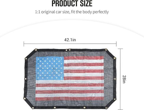 JeCar Mesh Sunshade 2 Door Durable Polyester Top Cover Provides UV Sun Protection for Jeep Wrangler JK & Unlimited 2007-2018 (Black and White American Flag) in Kuwait