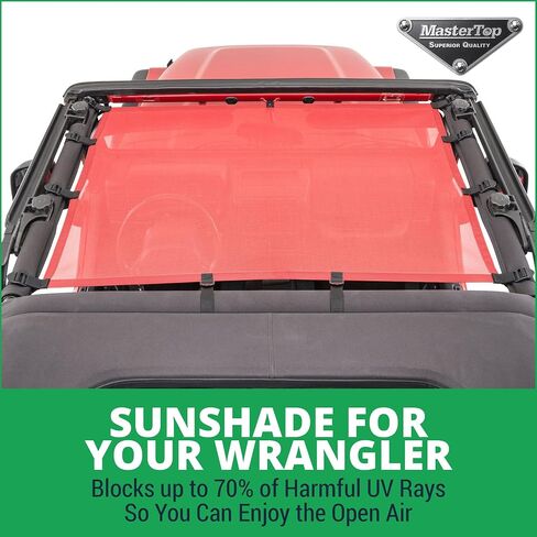 MasterTop Bikini Mesh Top Sunshade - Fits Jeep Wrangler YJ & TJ 1992-2006 - Jeep Bikini Top Jeep TJ Bikini Top TJ Jeep Summer Top Jeep TJ Sunshade Jeep TJ Extended Top (Red 92-06 Full Top) in Saudi Arabia