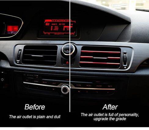 8sanlione Car Air Conditioner Decoration Strip, Universal Waterproof Bendable PVC Air Vent Outlet Trim Decoration, Suitable for Most Air Vent Outlet, Car Interior Accessories (Black), 20 Pieces in Kuwait