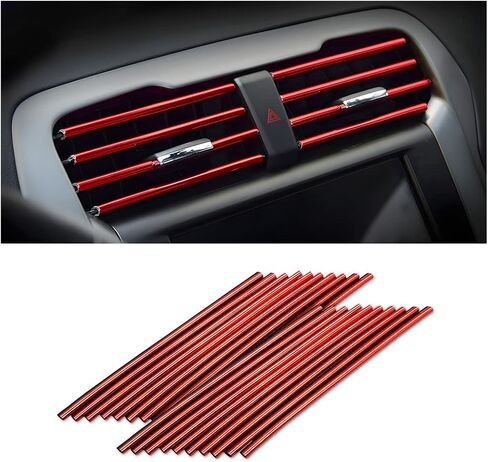 8sanlione Car Air Conditioner Decoration Strip, Universal Waterproof Bendable PVC Air Vent Outlet Trim Decoration, Suitable for Most Air Vent Outlet, Car Interior Accessories (Black), 20 Pieces in Kuwait