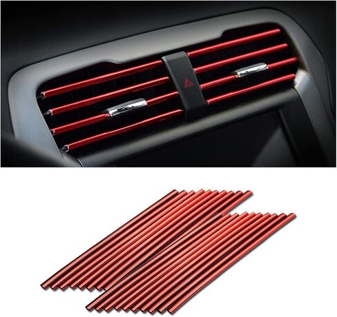 8sanlione Car Air Conditioner Decoration Strip, Universal Waterproof Bendable PVC Air Vent Outlet Trim Decoration, Suitable for Most Air Vent Outlet, Car Interior Accessories (Black), 20 Pieces in Kuwait