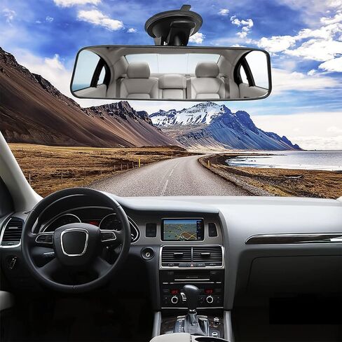 Car Rearview Mirror, 12 Inch Panoramic Wide Angle Anti-Glare, Clip on Auto Rear View Mirror, HD Clear Convex Surface, Car Interior Accessories Universal for SUV, Truck, Van, Vehicles (Blue) in Saudi Arabia