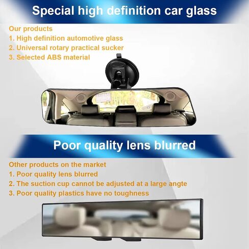 Car Rearview Mirror, 12 Inch Panoramic Wide Angle Anti-Glare, Clip on Auto Rear View Mirror, HD Clear Convex Surface, Car Interior Accessories Universal for SUV, Truck, Van, Vehicles (Blue) in Saudi Arabia