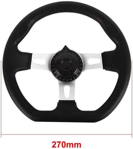 عجلة قيادة من YIHOME Go-Kart مع غطاء لسيارة Kandi، 270 مم داخل 3 سبوتس لجو كارت عجلة قيادة من مادة PU مع فتحات in Kuwait