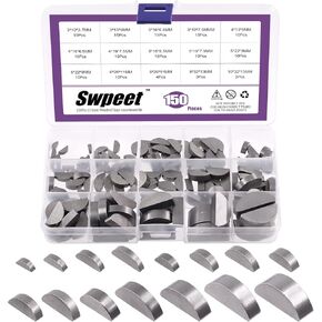Swpeet 150 قطعة 15 مقاس 3 مم 4 مم 5 مم 6 مم 8 مم 10 مم مفاتيح الخشب نصف القمر نصف دائرة بوند مفتاح الأجهزة مجموعة متنوعة مترية للصناعة الميكانيكية السحابات in Saudi Arabia