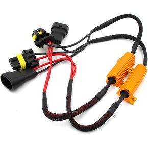 Alla Lighting 9005 9006 HB3 HB4 9012 LED Load Resistors Adapter 50W 6Ohm Error Free Fix Headlights/Fog Lights Flashing Flickering/Error Code Can-bus Bypass Wiring Harness Decoder in Kuwait