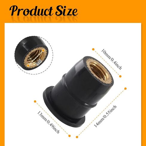 Moicstiy 12Pcs M4 Rubber Well Nuts Neoprene Expansion Brass Nuts Fairing Universal Motorcycle Fasteners for Canoe, Boat, Kayak in Saudi Arabia
