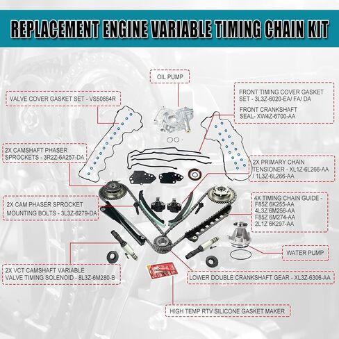 مجموعة سلسلة توقيت من تريتون لصمامات مضخة الزيت والماء متوافقة مع 5.4 لتر 2004-2009 فورد اف 150 5.4 لتر 2005-2010 لينكولن نافيجيتور 5.4 لتر بديل 5L3Z-6268-A in Kuwait