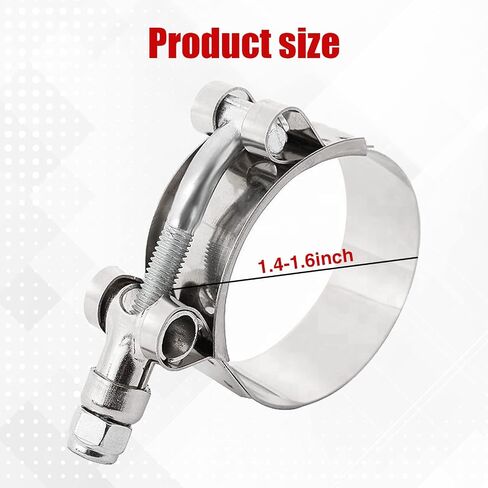 Yonput 2 PCS 35mm-40mm Stainless Steel T-bolt Silicone Hose Clamps Silver Turbo Pipe Intercooler Clamp, Bandwidth 19mm in Kuwait