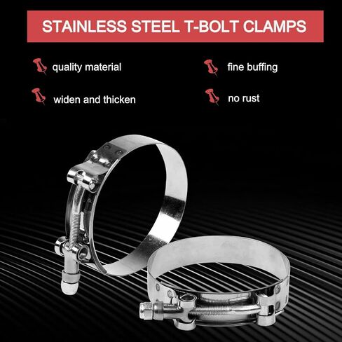 2PCS 1inch 32mm - 37mm Stainless Steel T-Bolt Clamps Turbo Intake Intercooler Clamp in Saudi Arabia