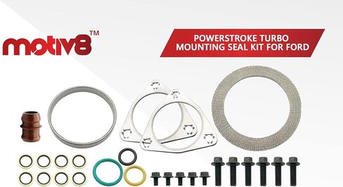 Motiv8 6.4L Powerstroke Turbo Mounting Seal Kit لفورد سوبر ديوتي 2008 2009 2010 F250 F350 F450 F550 6.4L V8 | طقم تثبيت إعادة بناء الشاحن التوربيني | يستبدل 8C3Z9T514C SW8C3Z9T514C 1876540C92 in Kuwait