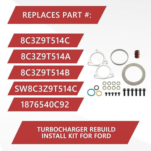 Motiv8 6.4L Powerstroke Turbo Mounting Seal Kit لفورد سوبر ديوتي 2008 2009 2010 F250 F350 F450 F550 6.4L V8 | طقم تثبيت إعادة بناء الشاحن التوربيني | يستبدل 8C3Z9T514C SW8C3Z9T514C 1876540C92 in Kuwait