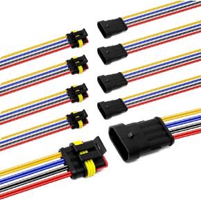 5 Kit 5 Pin 16 AWG Waterproof Electrical Connector Plug with Wire for Car | 5 pack, Secure fit, Weather-resistant seal, Flexible 16 AWG wire, Quick install, Reliable car and marine connections in Saudi Arabia
