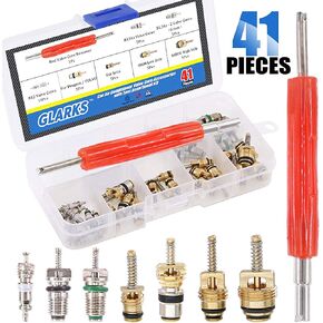 Glarks 148Pcs Tire Valve Car Air Conditioner Valve Core Kit, Tyre Air Valve Cap Tire Valve Core Tire Valve Stem Air Conditioning Valve Core with Dual Head Valve Core Remover Tool 6 in1 Tire Repair Set in Kuwait