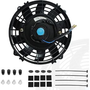7" inch Universal Slim Fan Push Pull Electric Radiator Cooling 12V Mount Kit Black
