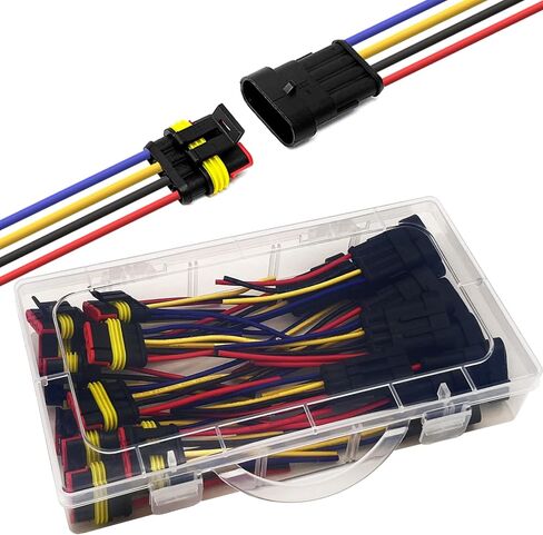 Twippo 16 AWG Waterproof Wire Connectors Automotive Electrical Connectors Quick Disconnect Wire Connectors 1/2/3/4 Pin with 16 Gauge Wire (26 Kits) in Saudi Arabia