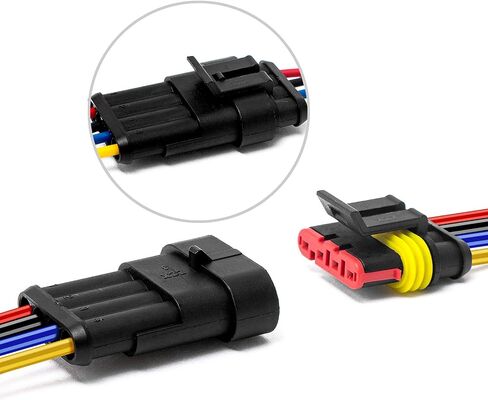 5 Kit 5 Pin 16 AWG Waterproof Electrical Connector Plug with Wire for Car | 5 pack, Secure fit, Weather-resistant seal, Flexible 16 AWG wire, Quick install, Reliable car and marine connections in Kuwait