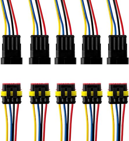 5 Kit 5 Pin 16 AWG Waterproof Electrical Connector Plug with Wire for Car | 5 pack, Secure fit, Weather-resistant seal, Flexible 16 AWG wire, Quick install, Reliable car and marine connections in Kuwait