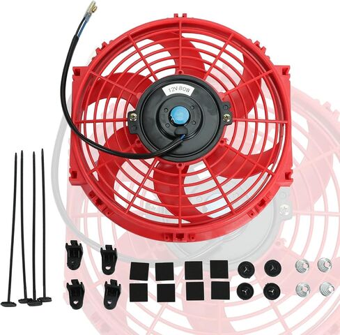 7" inch Universal Slim Fan Push Pull Electric Radiator Cooling 12V Mount Kit Black in Saudi Arabia