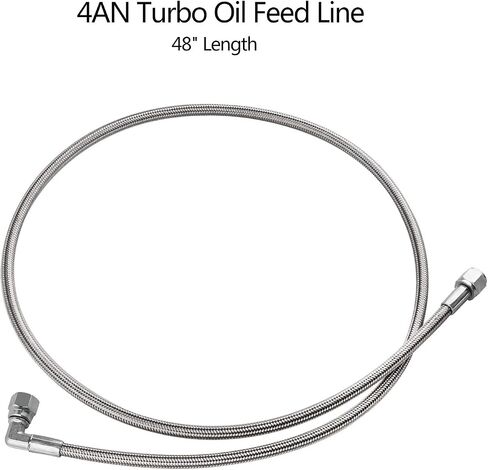 4AN Turbo Oil Feed Line - Steel Braided 48" Length 4AN 90 Degree Straight Hose End Pressure Stainless Remote Turbocharger Sensor Teflon 4 AN in Saudi Arabia